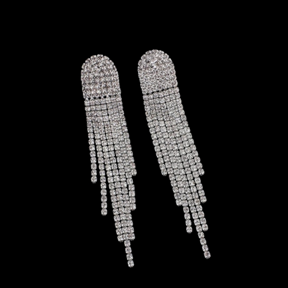 Dangle sparkle earrings. Silverstone with gems. New